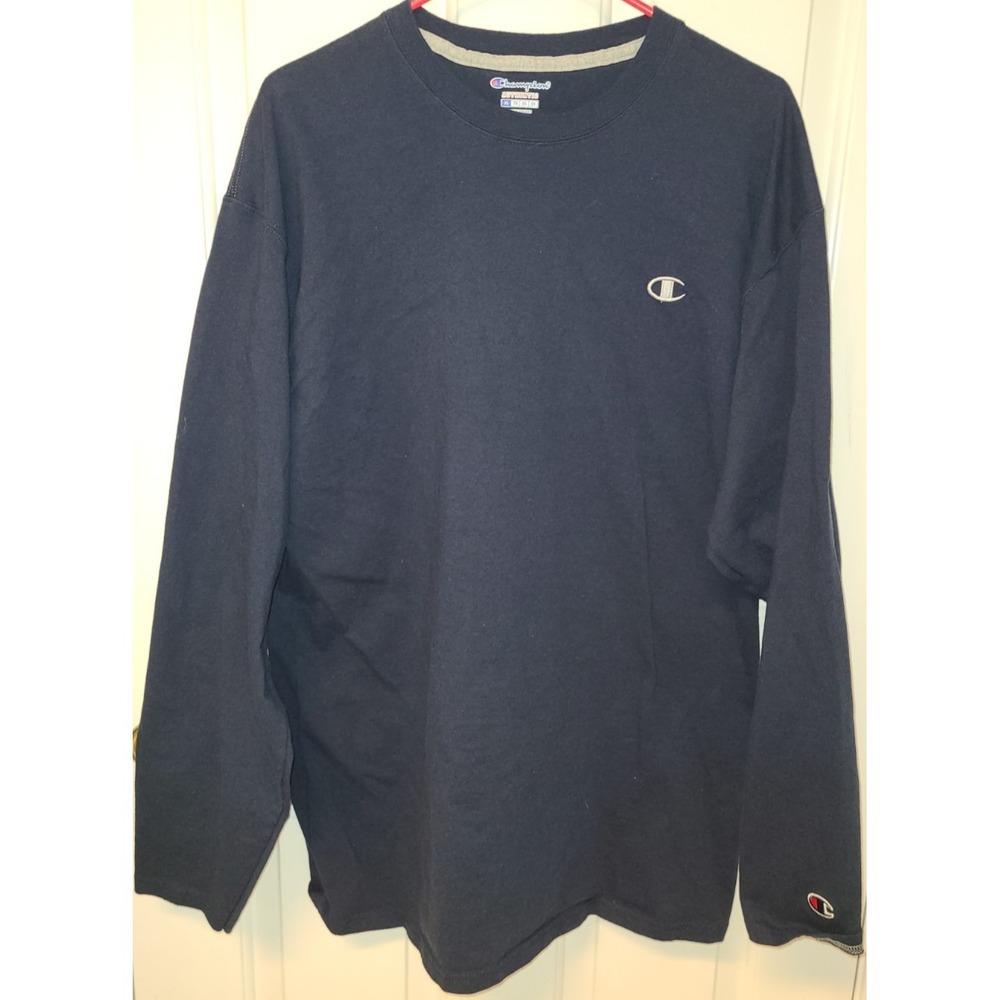 Champion Men's Sweatshirt Crew Neck Pullover‎ Lightweight Logo Navy Size XL